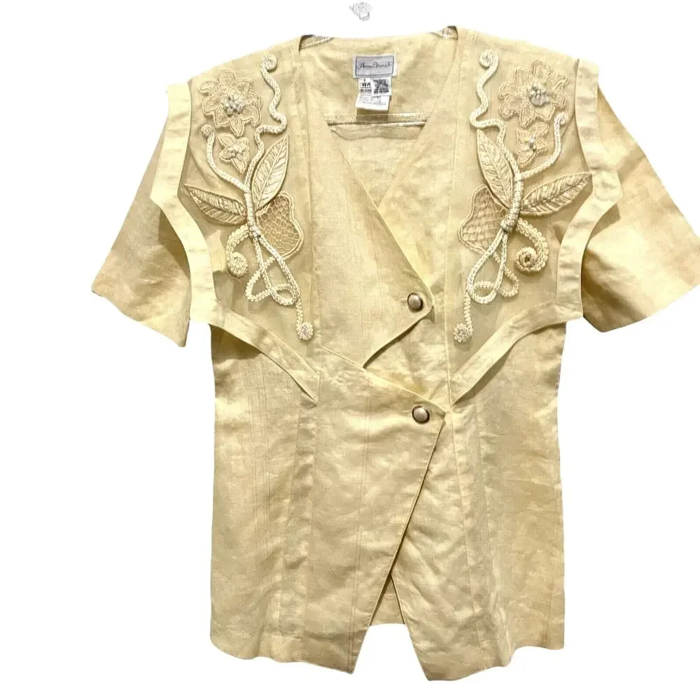 Sunday Shirt Jacket Vintage ANNE FRENCH Women Shirt Lightweight Romantic SZ 6